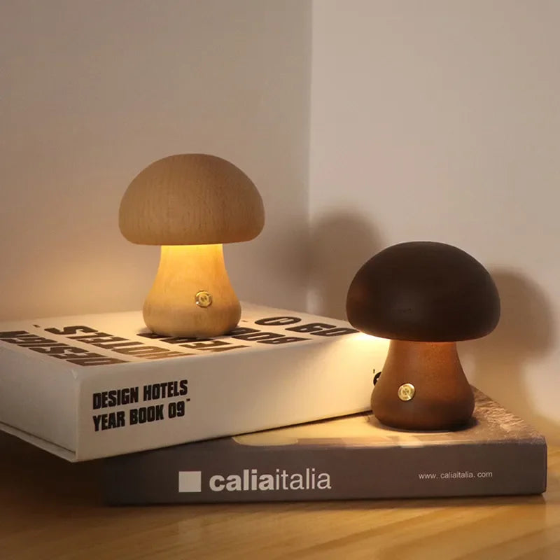 Paris - Rechargeable Wooden Mushrooms Table Lamp