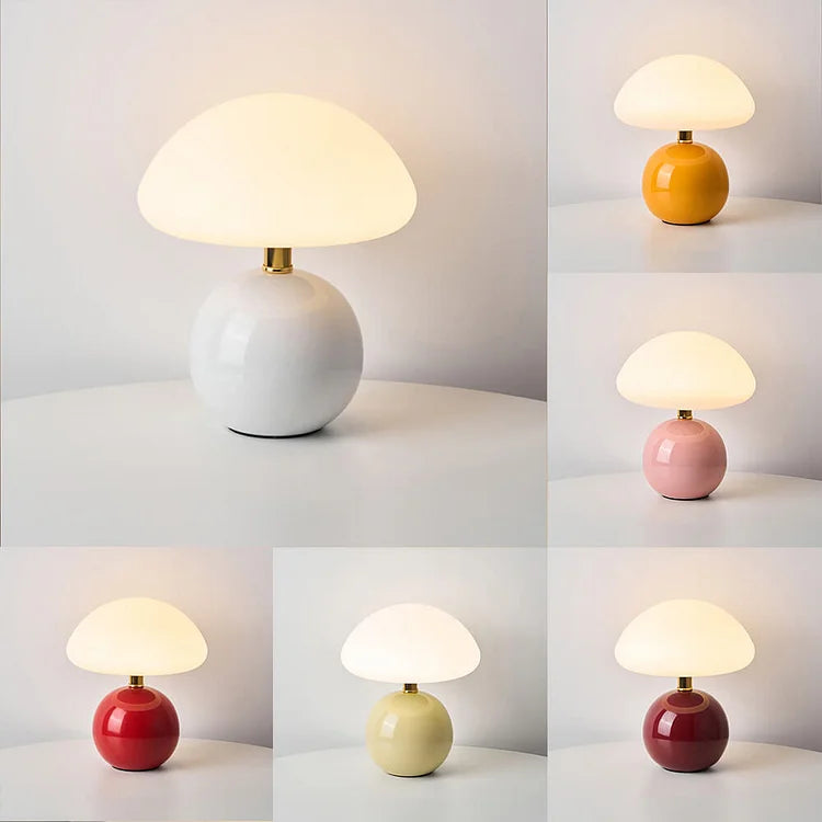 Bordeaux - Cream-Colored Mushroom Lamp